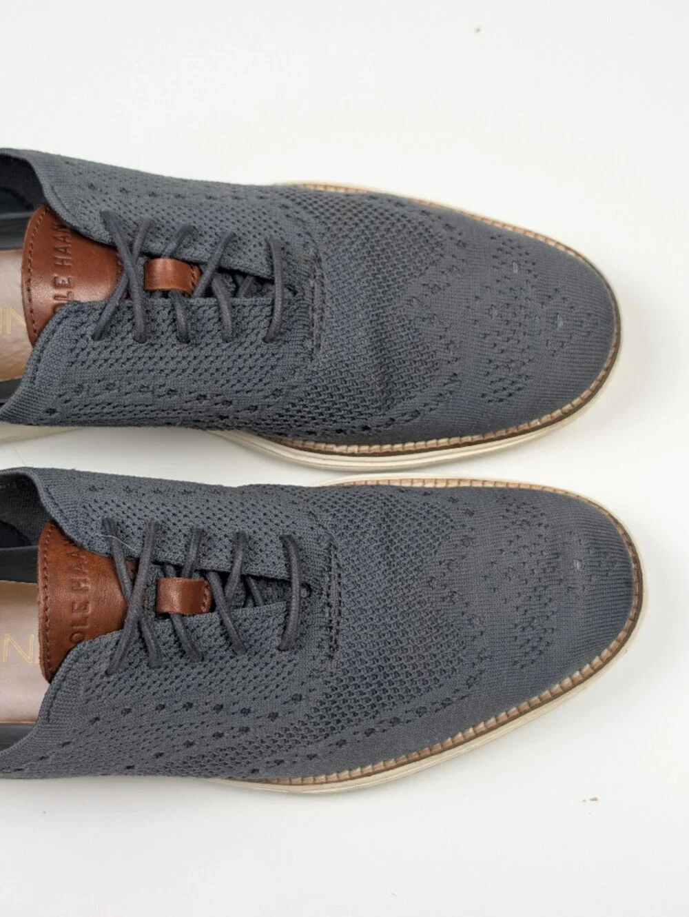 Cole Haan Mens Grey Knit OriginalGrand Wingtip Oxford Sneakers C27961 Size 9 M